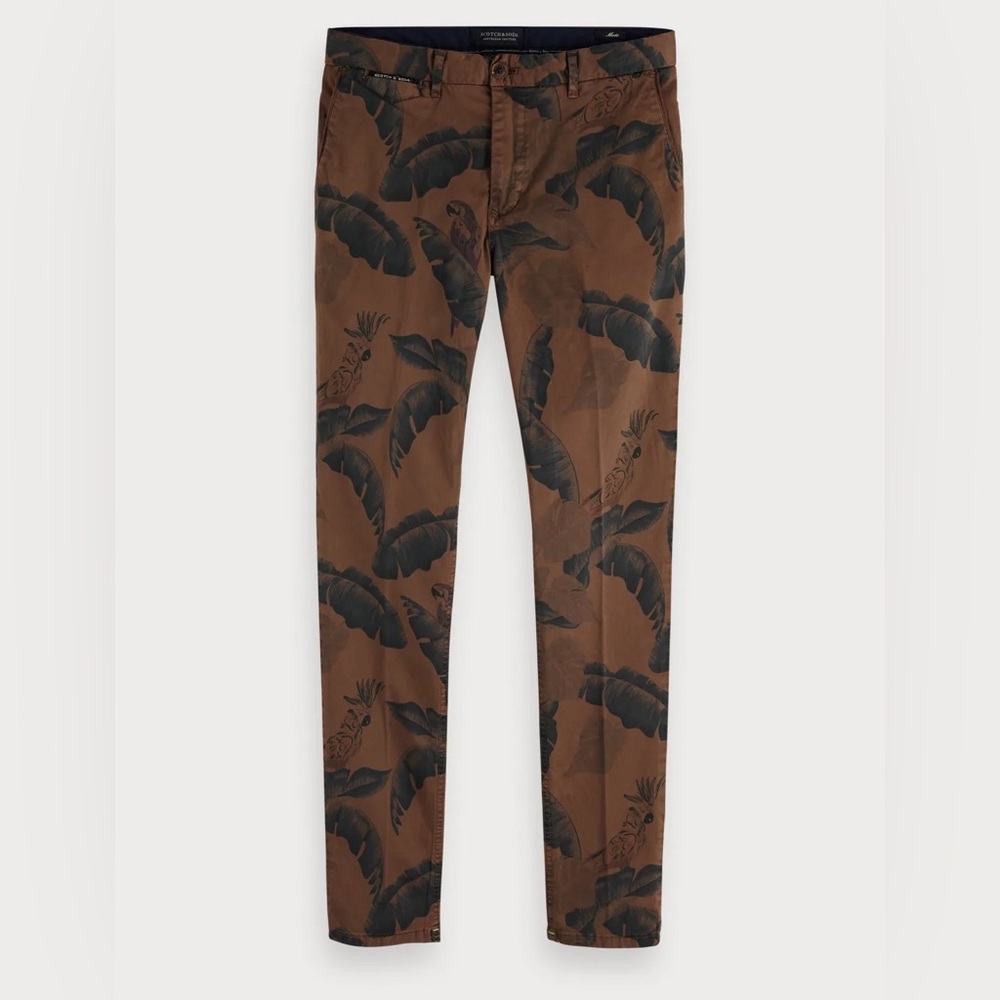 Scotch & Soda Brown Leaf Print Chinos - image 1